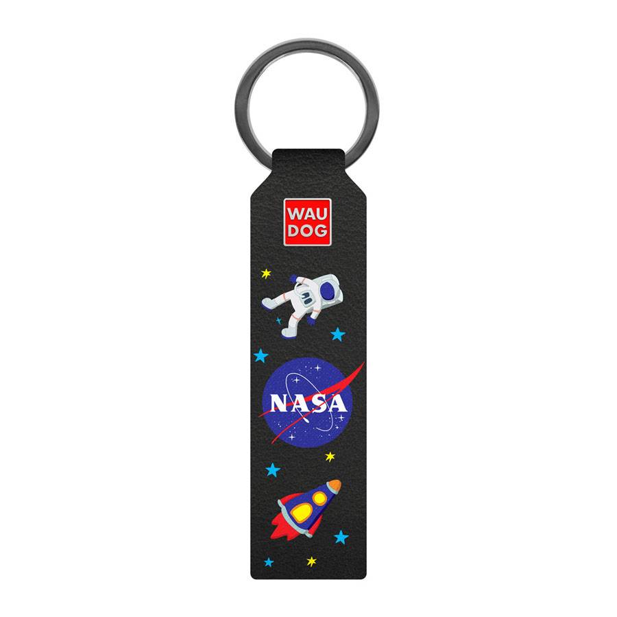 Брелок WAUDOG Design з малюнком "NASA", преміум шкіра (ширина 20мм, довжина 95мм) чорний