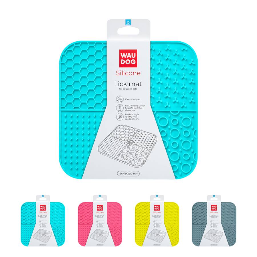 Килимок для злизування WAUDOG Silicone, 190х190х10 мм, блакитний