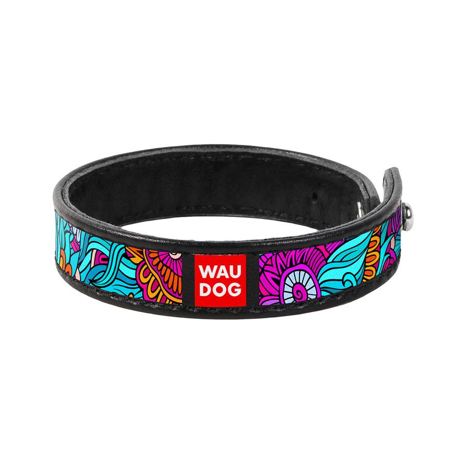 Браслет WAUDOG Design з малюнком "Літо", преміум шкіра (ширина 15 мм, довжина 18-20 см) чорний