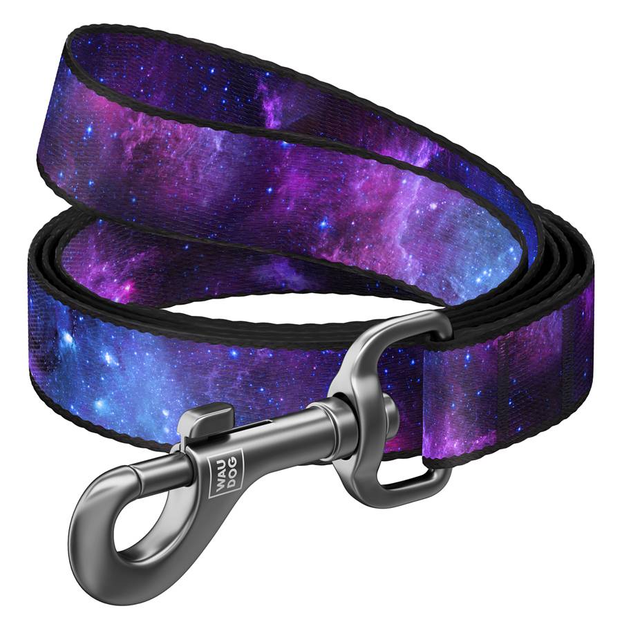 Повідець для собак нейлоновий WAUDOG Nylon, малюнок "NASA21", L-XXL, Ш 25 мм, Дов 200 см