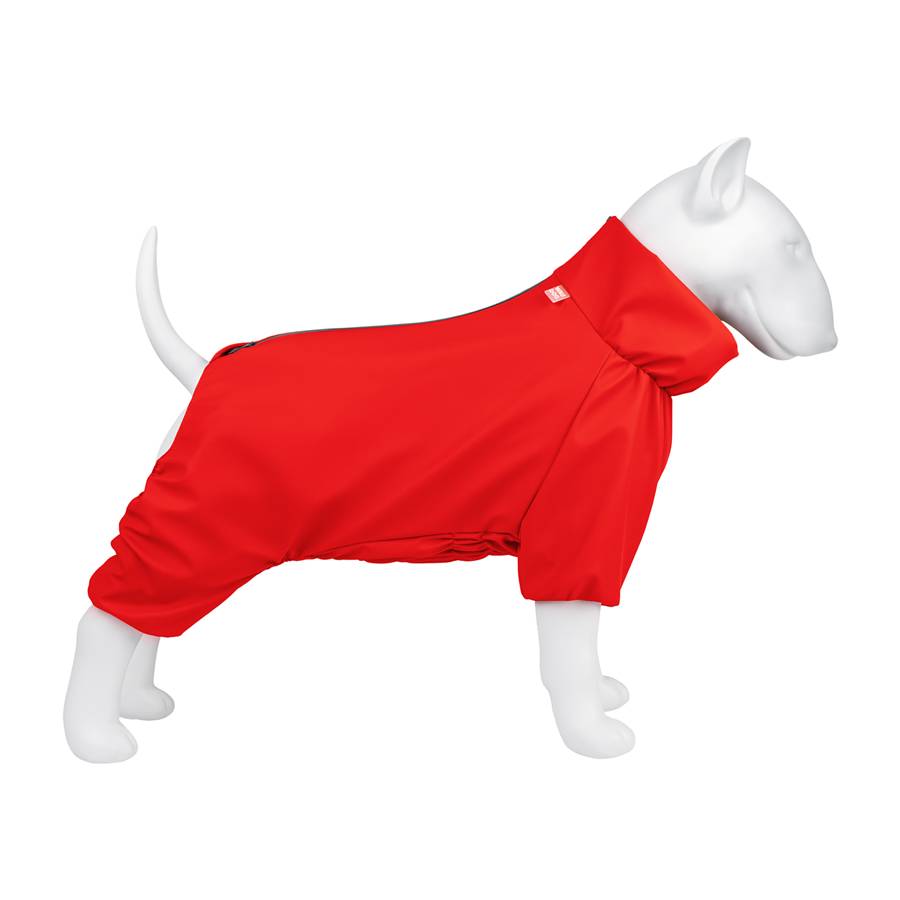 Дощовик для собак WAUDOG Clothes, водонепроникний, M45, В 55-60 см, С 37-40 см, червоний