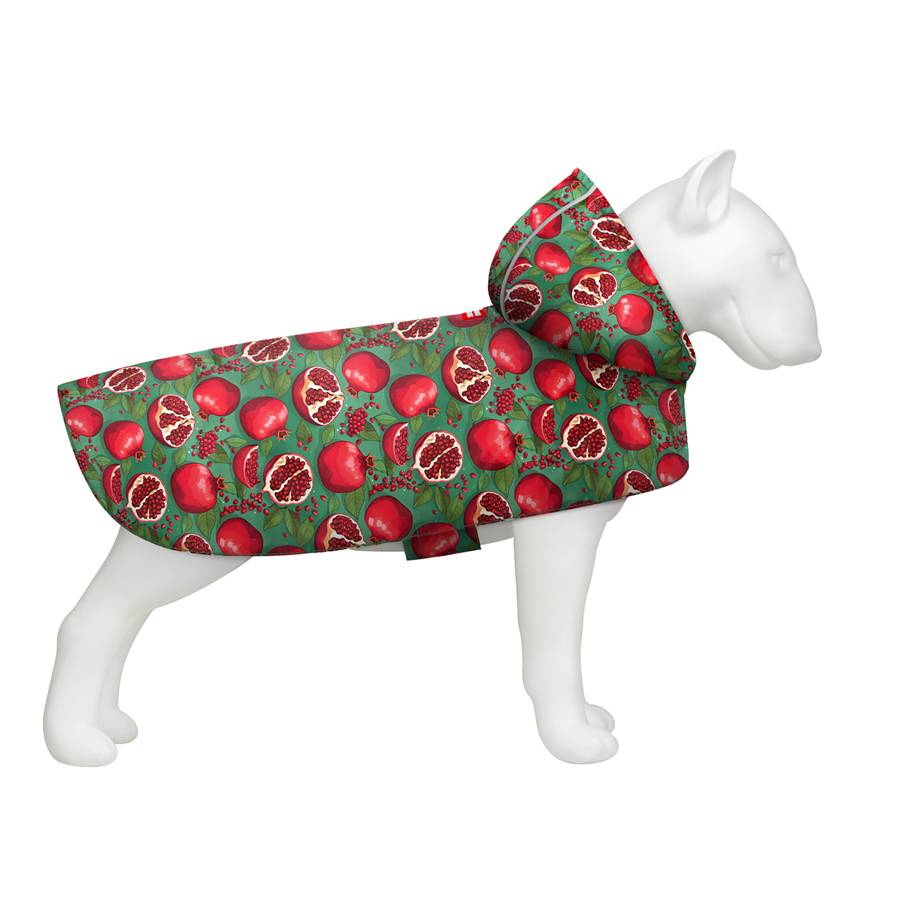Дощовик-накидка з капюшоном для собак WAUDOG Clothes, малюнок "Гранати", S, А 32-35 см, B 41-52 см, С 26-33 см