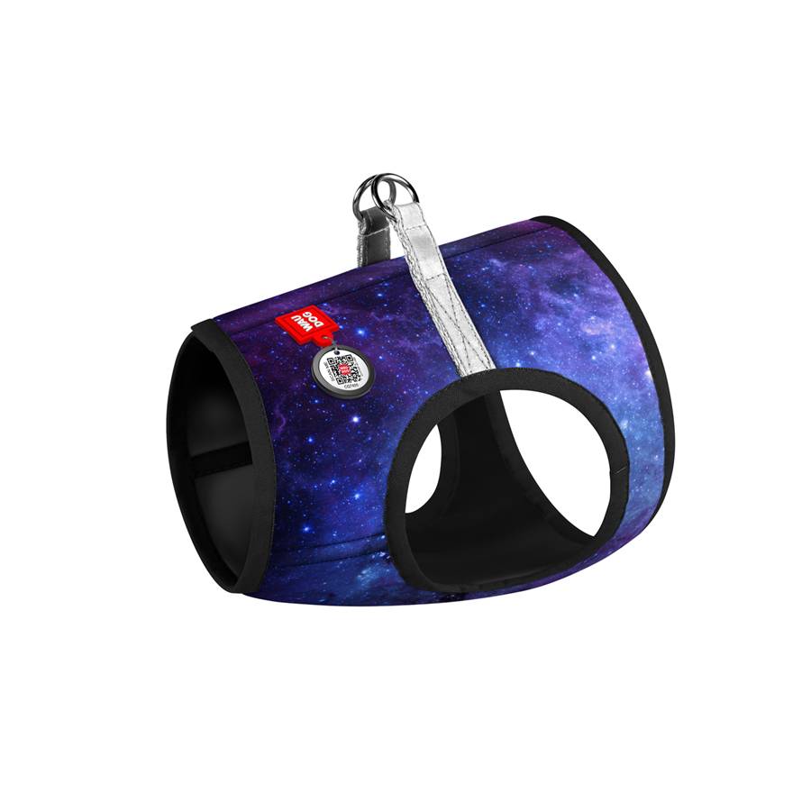 Шлея для собак м'яка WAUDOG Clothes з QR-паспортом, малюнок "NASA21", S1 B 40-45 см, C 29-31 см