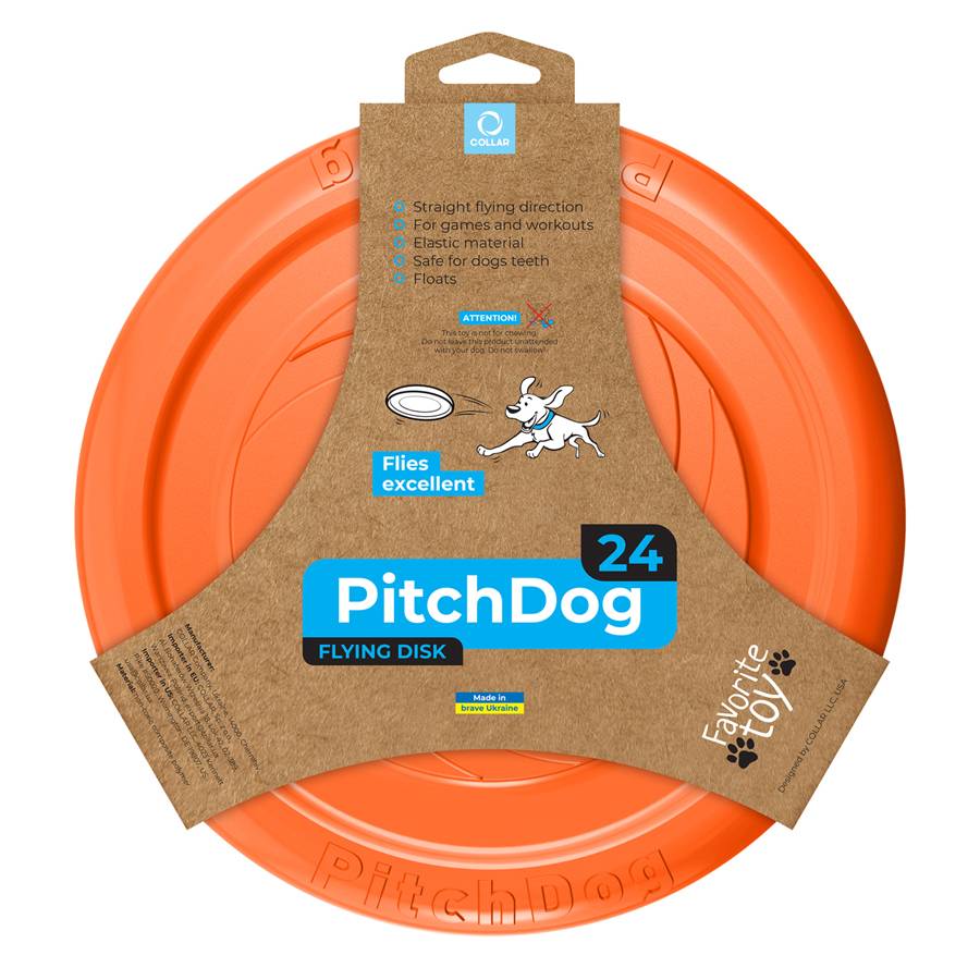 Ігрова тарілка для апортировки PitchDog, діаметр 24 см помаранчевий
