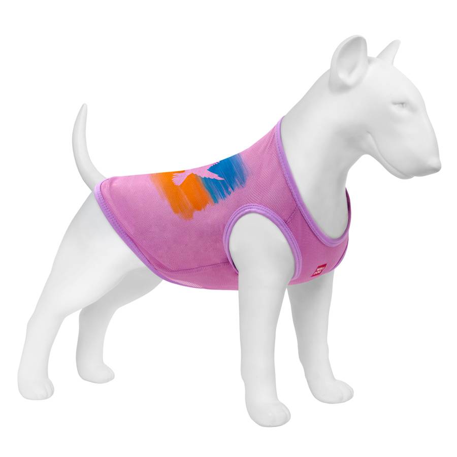 Майка для собак WAUDOG Clothes малюнок "Прапор", сітка, S, B 30-33 см, C 18-21 см рожевий