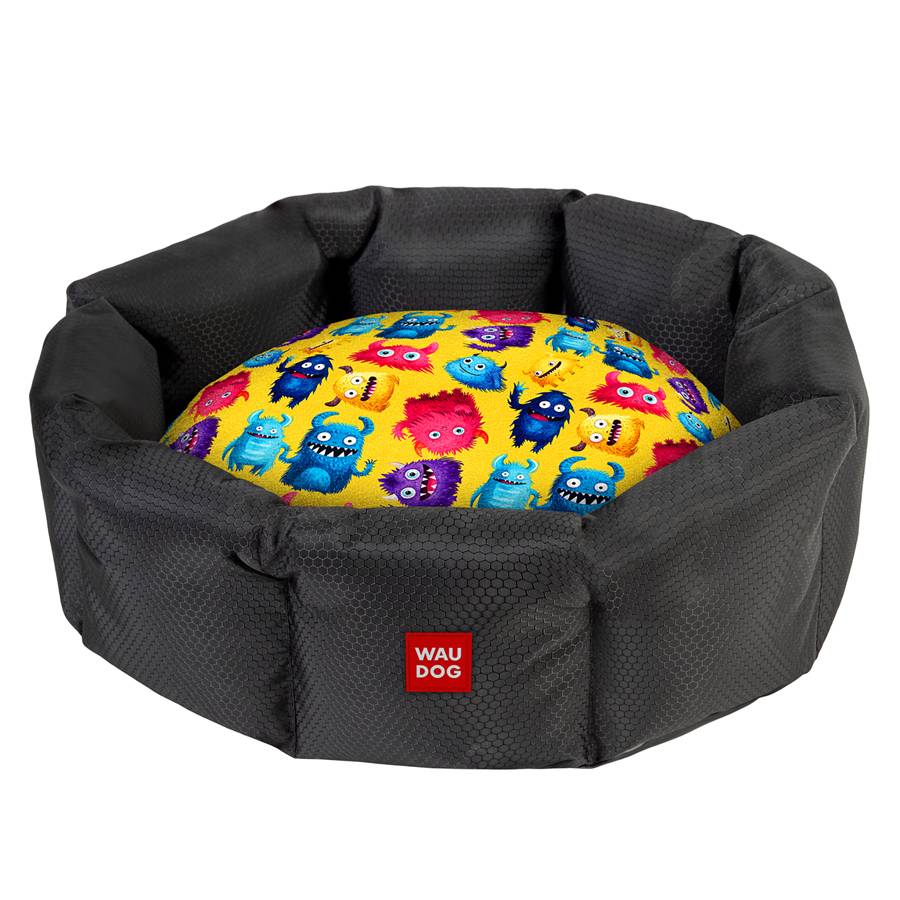 Лежанка для собак WAUDOG Relax, малюнок "Мохнаті монстри", L, Ш 49 см, Д 59 см, В 20 см