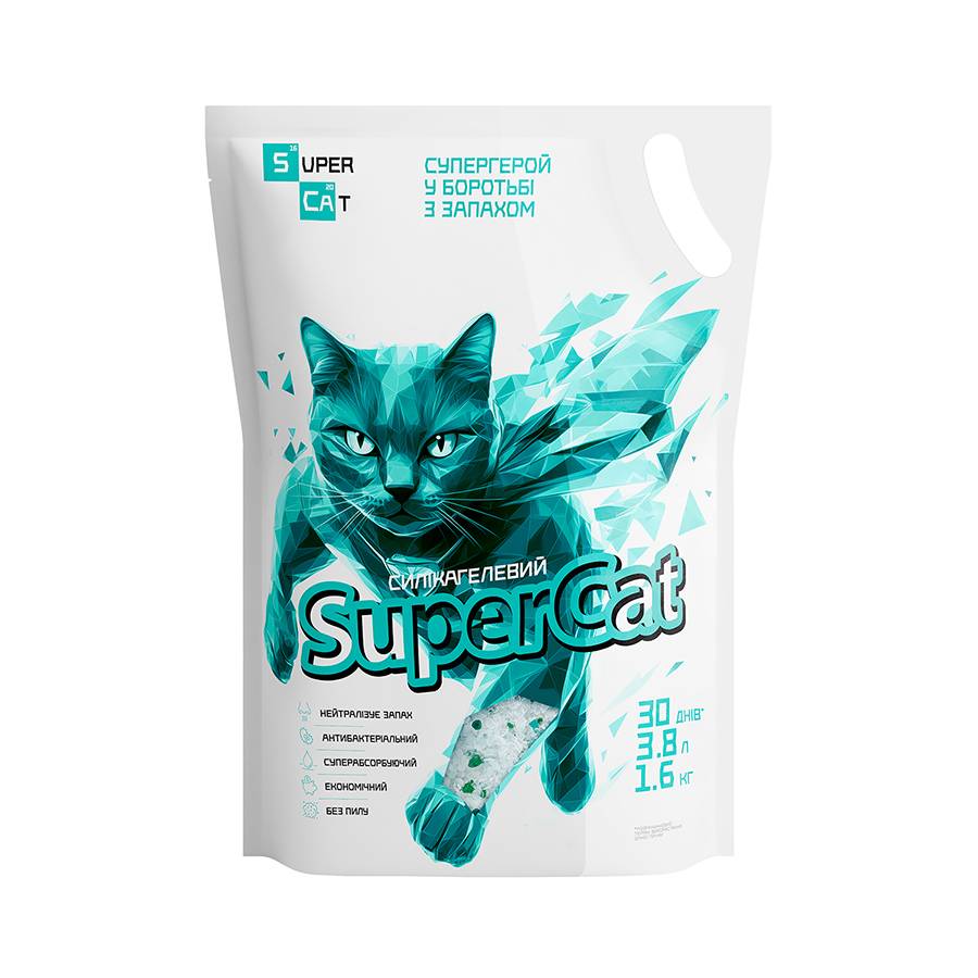 Силікагелевий наповнювач SuperCat для котячих туалетів, 1,6 кг